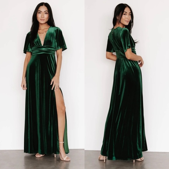 Baltic Born Dresses & Skirts - NWT Baltic Born Berenice Velvet Maxi Dress emerald green size small babydoll